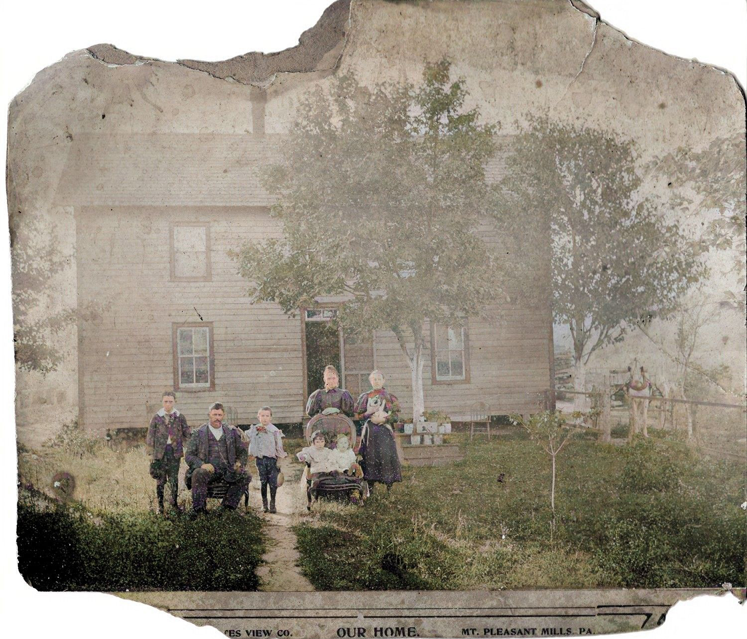 The Hughes family at their farmhouse, about 1896